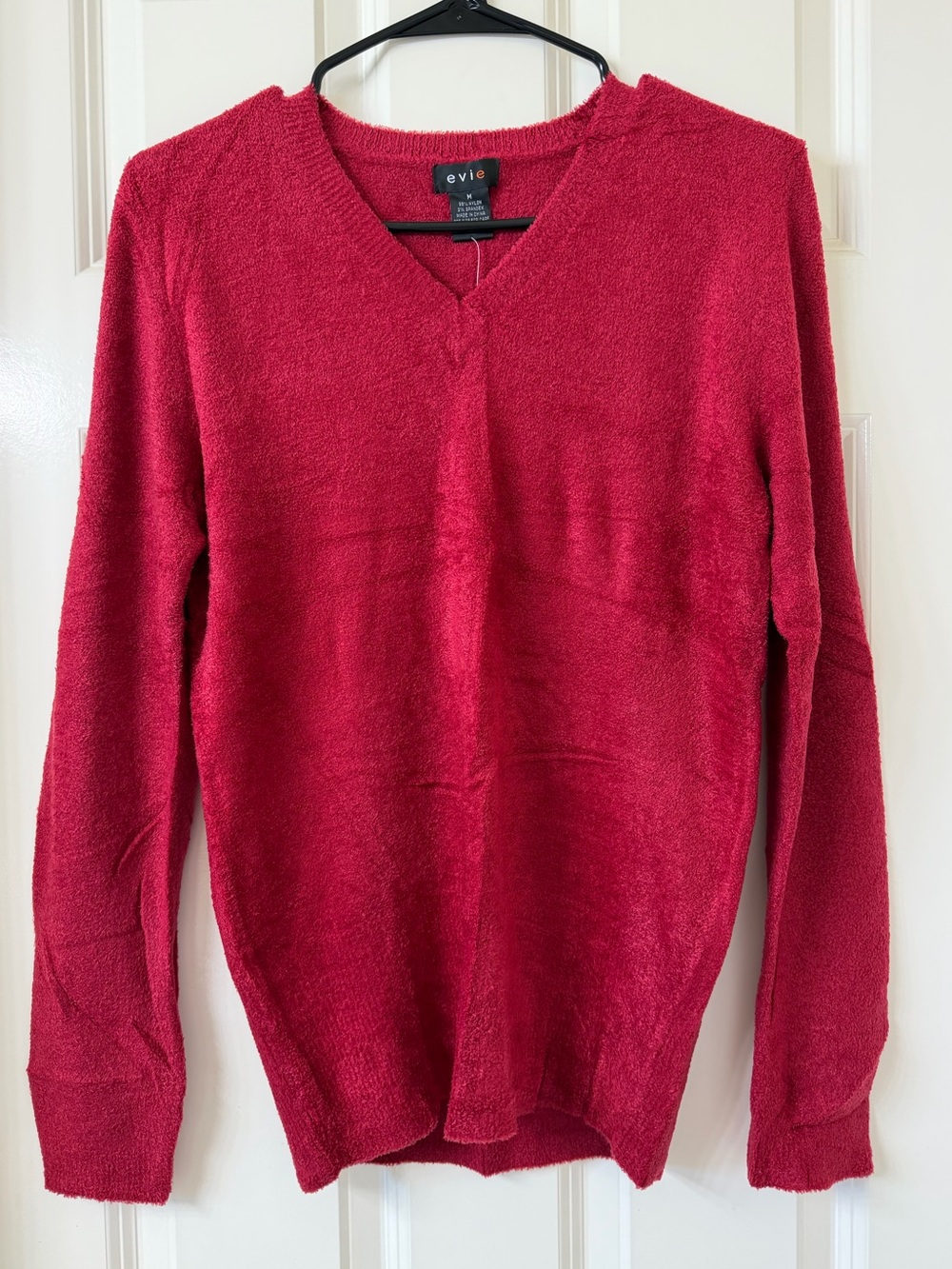 EVIE - Plush V-Neck Sweater in Deep Raspberry - NWT!
